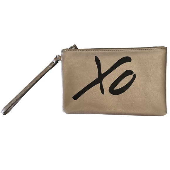 Banana Republic Handbags - Banana Republic XO Metallic Gold Tone Wristlet Clutch